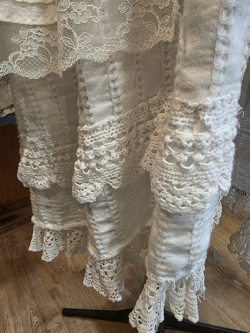 Boho Layered Lace Ruffle Duster Jacket - Upcycled - Picture 9 of 9